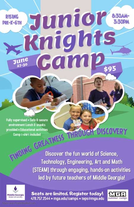 Junior Knights Camp flyer.